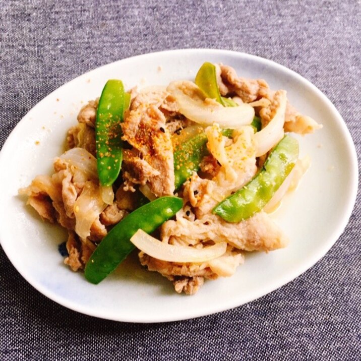おつまみに♪豚肉*新玉ねぎ*さやえんどうのさっと煮